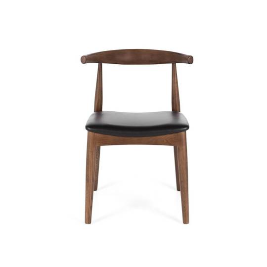 Elbow Dining Chair Deep Oak Black PU Seat